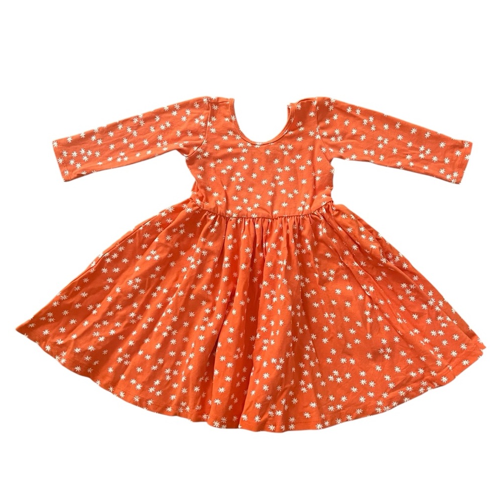 Orange Floral Kids Casual Dress